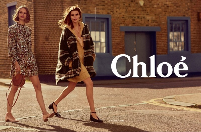 Birgit Kos and Luna Bijl pose in Chloe’s fall-winter 2017 campaign
