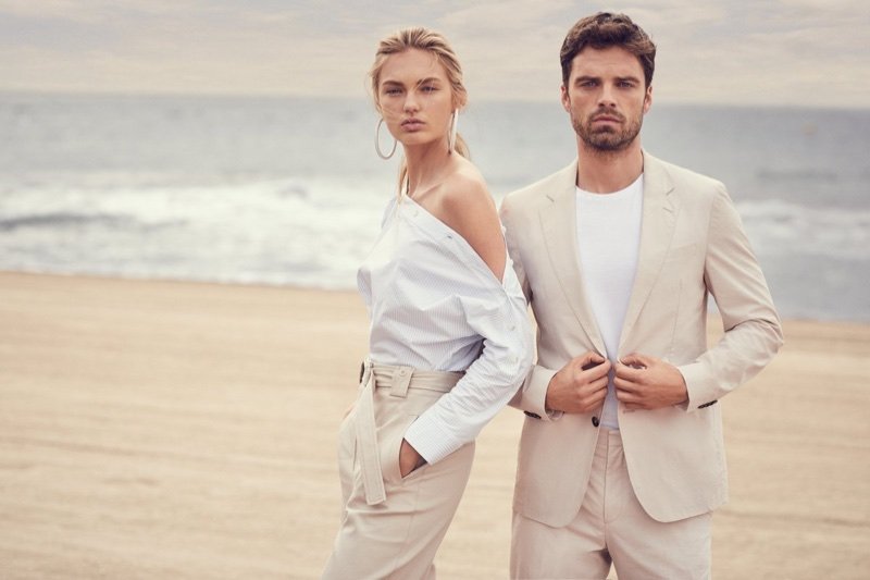 Romee Strijd poses with Sebastian Stan for Hugo Boss Summer of Ease 2018 campaign