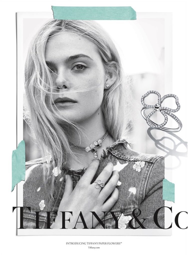 Elle Fanning Charms in Black & White for Tiffany & Co. Campaign
