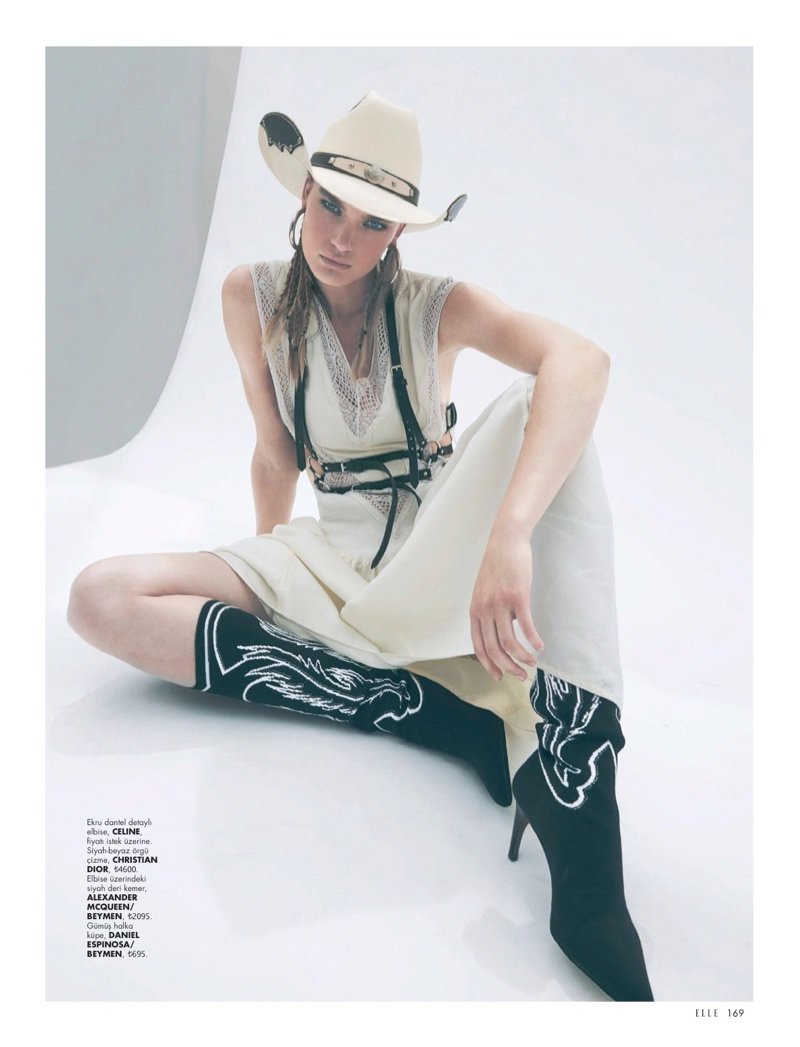 Isabel Scholten Models Rugged Western Styles for ELLE Turkey