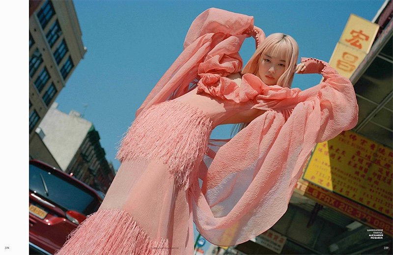 Fernanda Ly Models Colorful Ensembles for Vogue Russia